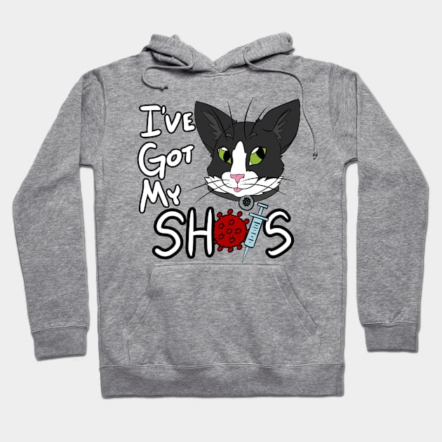 I've Got My Shots (Tuxedo Cat, COVID) Hoodie by malafight